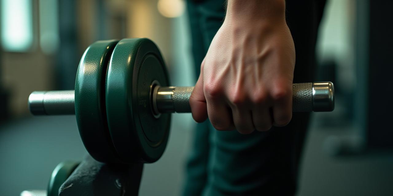 Collage of adjustable dumbbells being used in a minimalist home gym